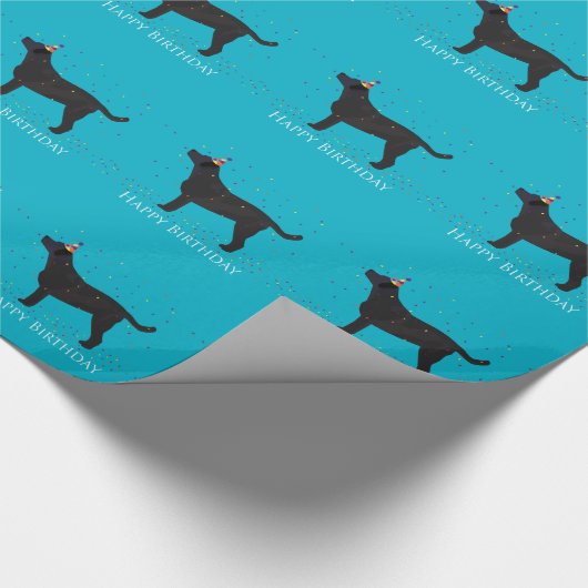 Papier Cadeau Black Lab Bonne conception d'anniversaire (Coin)
