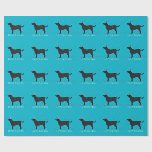 Papier Cadeau Black Lab Bonne conception d'anniversaire (Plat)