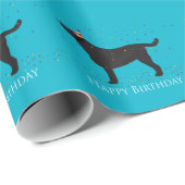 Papier Cadeau Black Lab Bonne conception d'anniversaire (Coin rond)