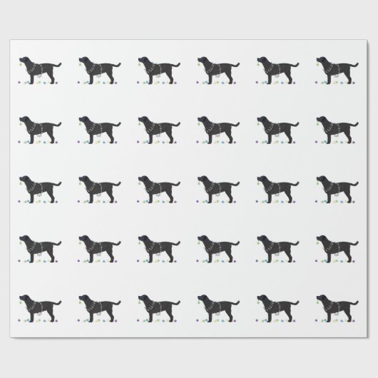 Papier Cadeau Black Lab Joyeux Noël Design (Plat)