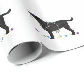 Papier Cadeau Black Lab Joyeux Noël Design (Coin rond)