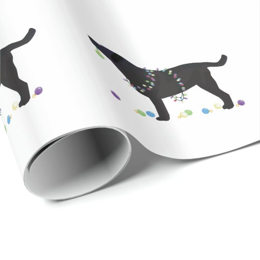 Papier Cadeau Black Lab Joyeux Noël Design (Coin rond)