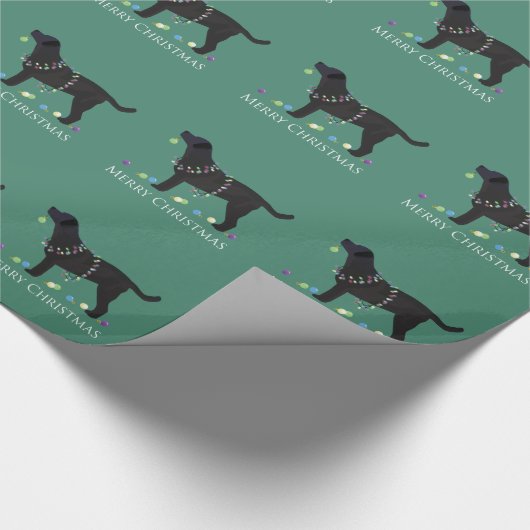 Papier Cadeau Black Lab Joyeux Noël Design (Coin)