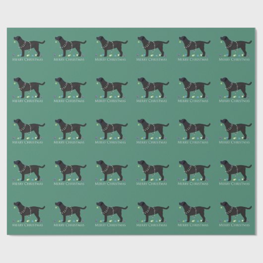 Papier Cadeau Black Lab Joyeux Noël Design (Plat)