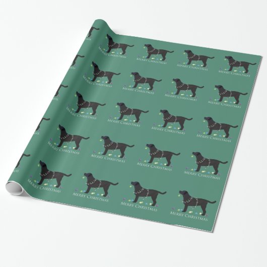 Papier Cadeau Black Lab Joyeux Noël Design (Déroulé)