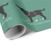 Papier Cadeau Black Lab Joyeux Noël Design (Coin rond)
