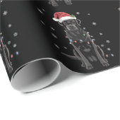 Papier Cadeau Black Lab Labrador Christmas Tree Light Pyjama Chi (Coin rond)