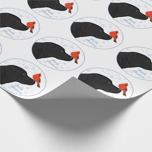 Papier Cadeau Black Lab Noël Cardinal mignon chien Labrador (Coin)