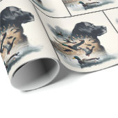 Papier Cadeau Black Labarador Retriever et Mallard Ducks (Coin rond)