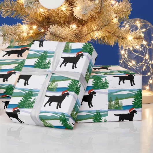Papier Cadeau Black Labrador Christmas Winter View (Vacances)