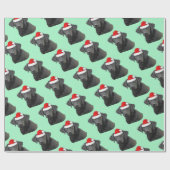 Papier Cadeau Black Labrador dans un café de Santa Hat (Plat)