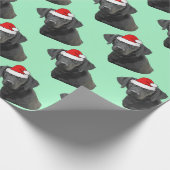 Papier Cadeau Black Labrador dans un café de Santa Hat (Coin)