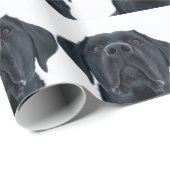 Papier Cadeau Black Labrador Facing (Coin rond)