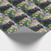 Papier Cadeau Black Labrador Fleurs de printemps de chien Peintu (Coin)