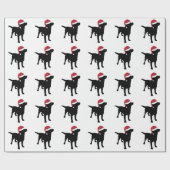 Papier Cadeau Black Labrador Retriever À Santa Hat Noël (Plat)