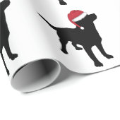 Papier Cadeau Black Labrador Retriever À Santa Hat Noël (Coin rond)