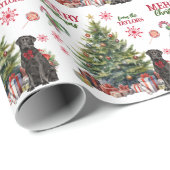 Papier Cadeau Black Labrador Retriever Dog Holiday Tree (Coin rond)