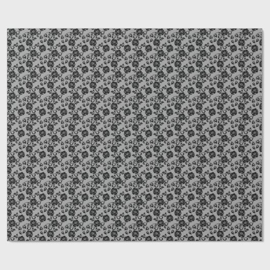 Papier Cadeau Black lace pattern on white background (Plat)
