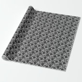 Papier Cadeau Black lace pattern on white background (Déroulé)