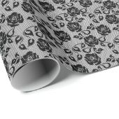 Papier Cadeau Black lace pattern on white background (Coin rond)