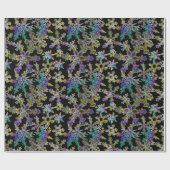 Papier Cadeau Black Light Neon Noël Snowflake Motif (Plat)