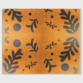 Papier Cadeau Black Matisse inspiré des feuilles d'or (Plat)