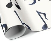 Papier Cadeau Black Musical Notes, Bass Treble Clefs Sur Blanc (Coin rond)