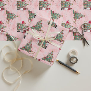 Papier Cadeau Black Nutcracker Ballerina Pink Holiday Papier