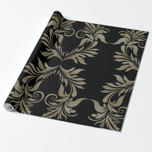 Papier Cadeau Black or Damask (Déroulé)