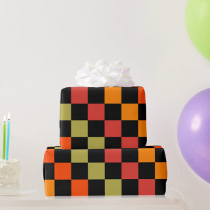 Papier Cadeau Black Orange À damiers etro Plaid Motif