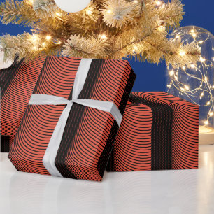 Papier Cadeau Black Orange rayures Halloween Thanksgiving Fall