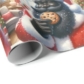 Papier Cadeau Black Père Noël mangeant des cookies enveloppant d (Coin rond)