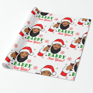 Papier Cadeau Black Père Noël Papa Noël Man Beard