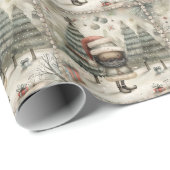 Papier Cadeau Black Père Noël's Winter Wonderland (Coin rond)