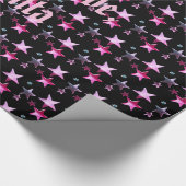 Papier Cadeau Black Pink Purple Christmas Stars Motif Ajouter un (Coin)