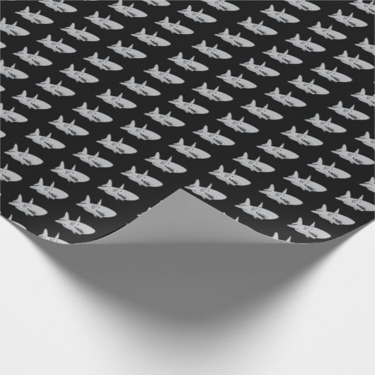 Papier Cadeau Black Pool Party Beach Birthday Shark (Coin)