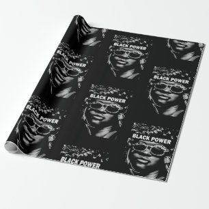 Papier Cadeau Black Power Afro Beauté Portrait femme (AI+Human)