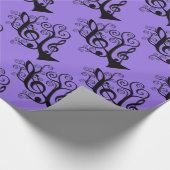 Papier Cadeau Black & Purple Music Trek Clef Tree Paper (Coin)