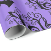 Papier Cadeau Black & Purple Music Trek Clef Tree Paper (Coin rond)
