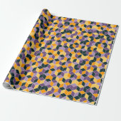 Papier Cadeau Black Purple Orange Bold Amusement Automne Fête An (Déroulé)
