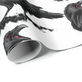 Papier Cadeau Black Raven Bird Wildlife Art (Coin rond)