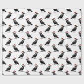 Papier Cadeau Black raven crow with red santa hat pattern (Plat)
