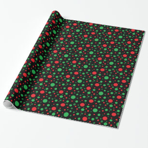 Papier Cadeau Black Red et vert Noël Pois enveloppement cadeau d