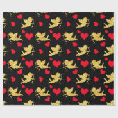 Papier Cadeau Black Red Gold Heart Motif mignonne Saint Valentin (Plat)