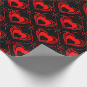 Papier Cadeau Black & Red Hearts Motif Valentine (Coin)