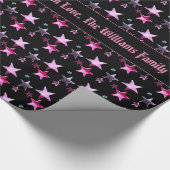 Papier Cadeau Black Rose violet Étoiles de Noël Motif Ajouter un (Coin)