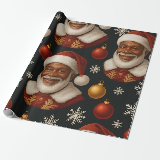 Papier Cadeau Black Santa Roll (Déroulé)