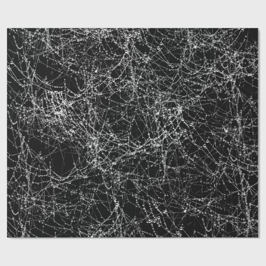 Papier Cadeau Black & Silvery Spider Webs Chic Halloween Party (Plat)