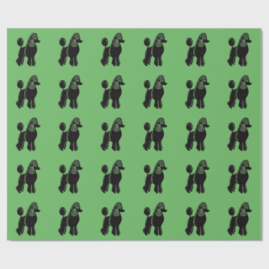 Papier Cadeau Black Standard Poodles Green Wrapping Paper (Plat)