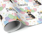 Papier Cadeau Black Tan Aussiedoodle Chien fête d'anniversaire (Coin rond)